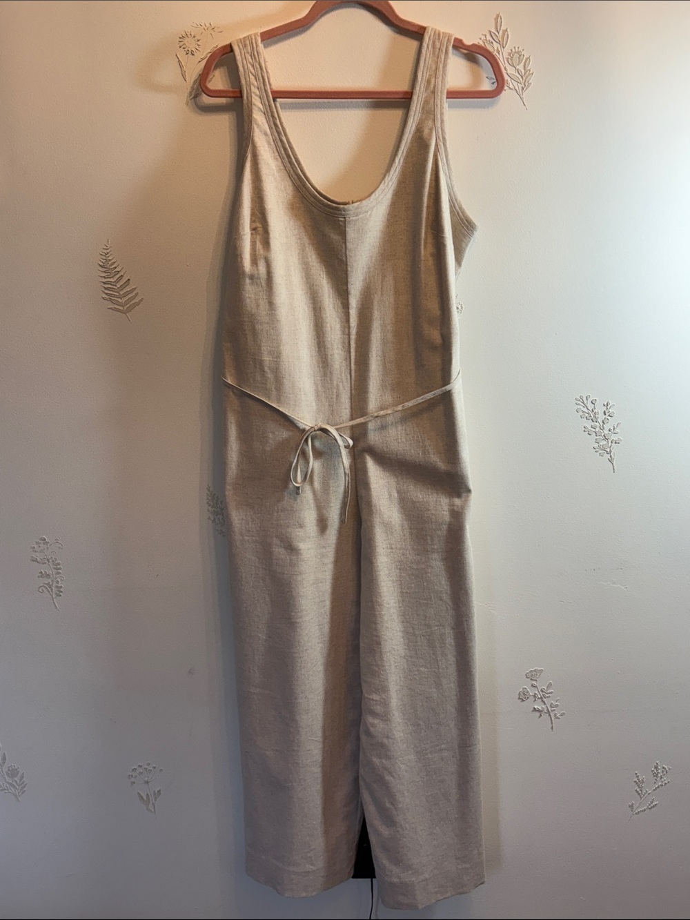 Banana Republic Neutral Beige Sleeveless Wide-Leg Jumpsuit with Tie